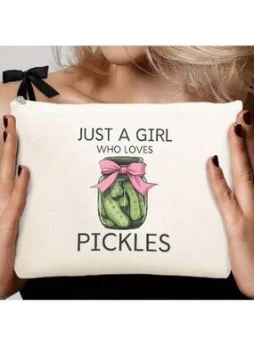 Cosmetic Bag Just a Girl Who Loves Pickles Makeup Clutch Pouch Travel Storage